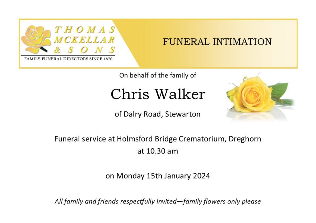 Funeral Notices | Thomas McKellar & Sons | Funeral Services Ayrshire