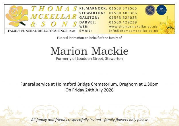 Thomas Mckellar & Sons Kilmarnock Obituaries